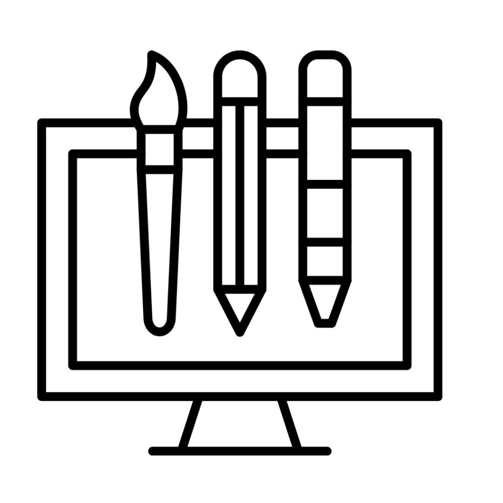 Modern graphic design elements arranged for creative work such as logo design, social media graphics, and branding