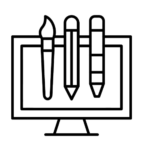 Modern graphic design elements arranged for creative work such as logo design, social media graphics, and branding